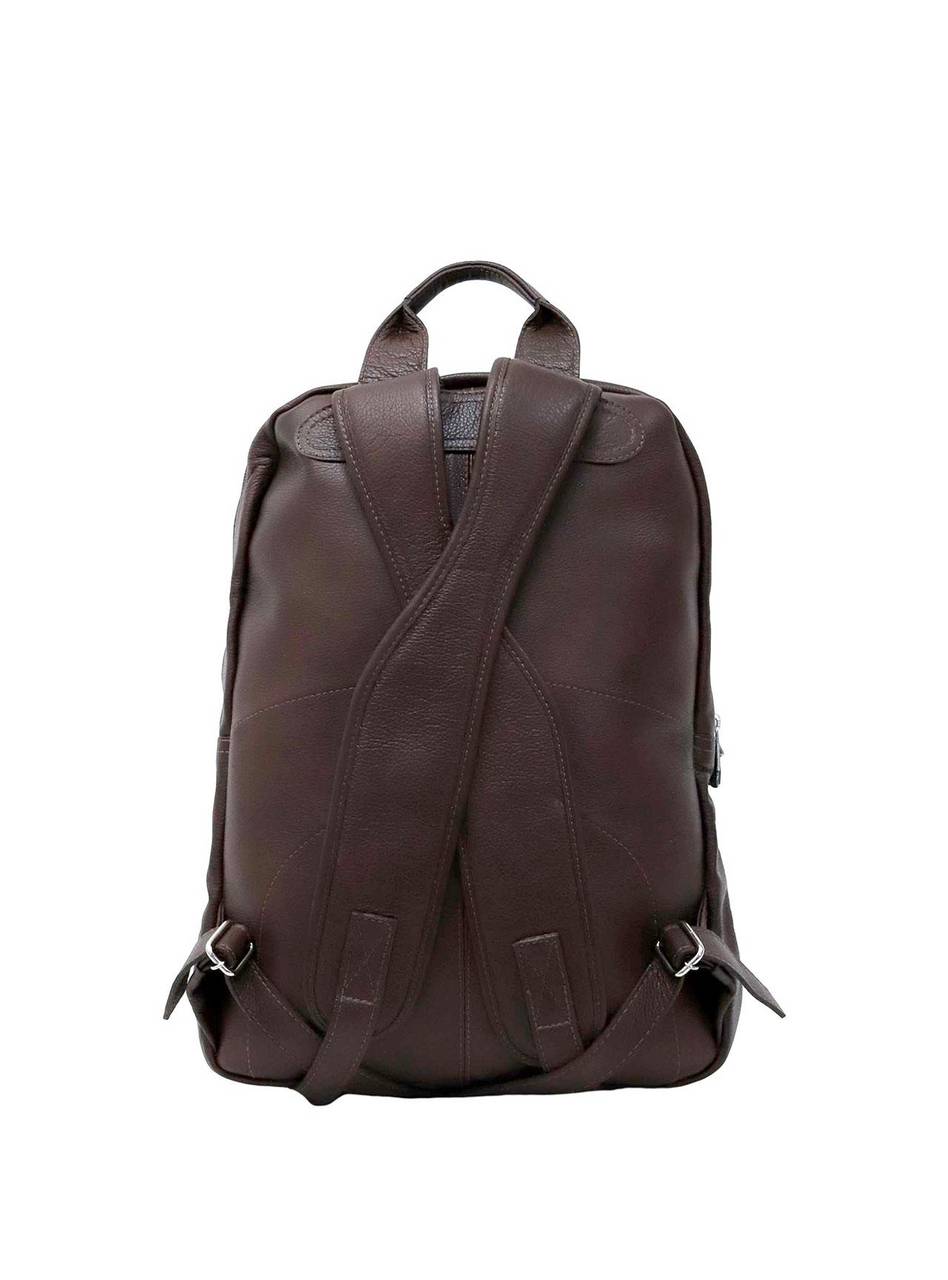 Mochila Masculina Dois Bolsos Detalhe Relevo Couro Cacau MEI-318 - CA