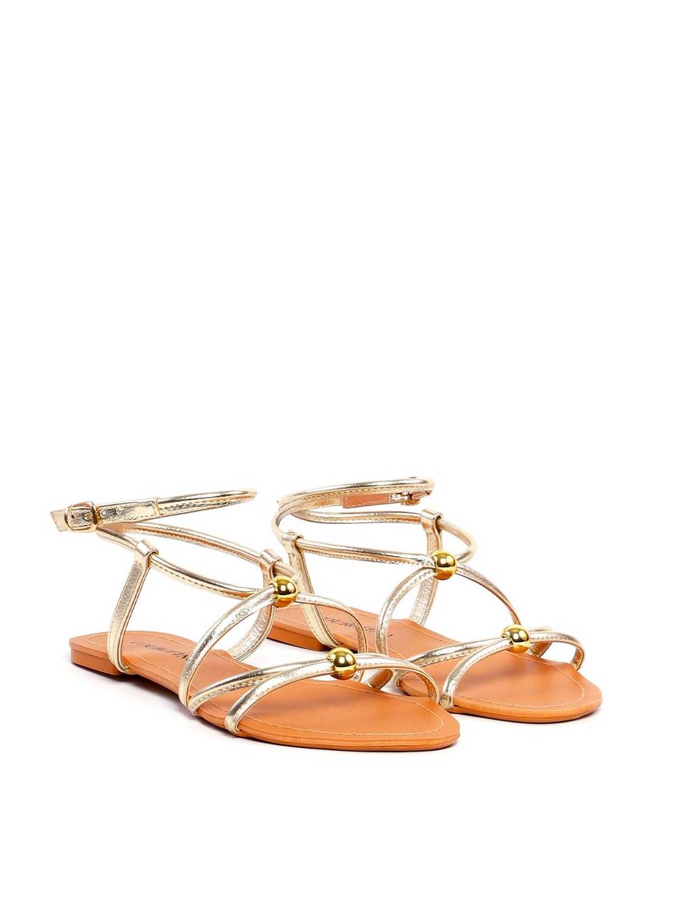 Rasteira com Tiras Entrelaçadas - Ouro SDI-11996 - AU