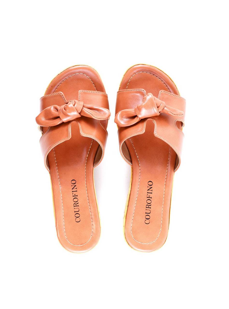 Tamanco Anabela de Cortiça com Laço - Nude SDI-11888 - NU
