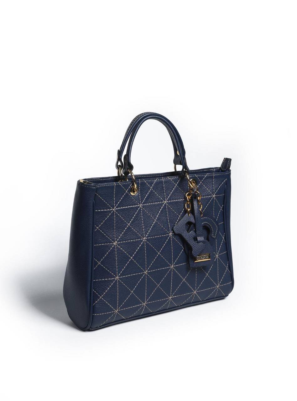 Bolsa Feminina Tote Frisada Matelassê Couro Azul BSI-3444 - AZ