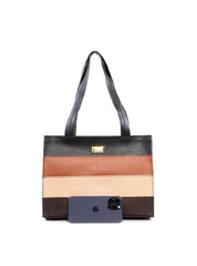 Bolsa Tote Estruturada com Retalhos - Preta BSI-6464 - PR