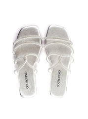 Rasteira com Tiras Cruzadas e Strass - Prata SDI-11891 - PT