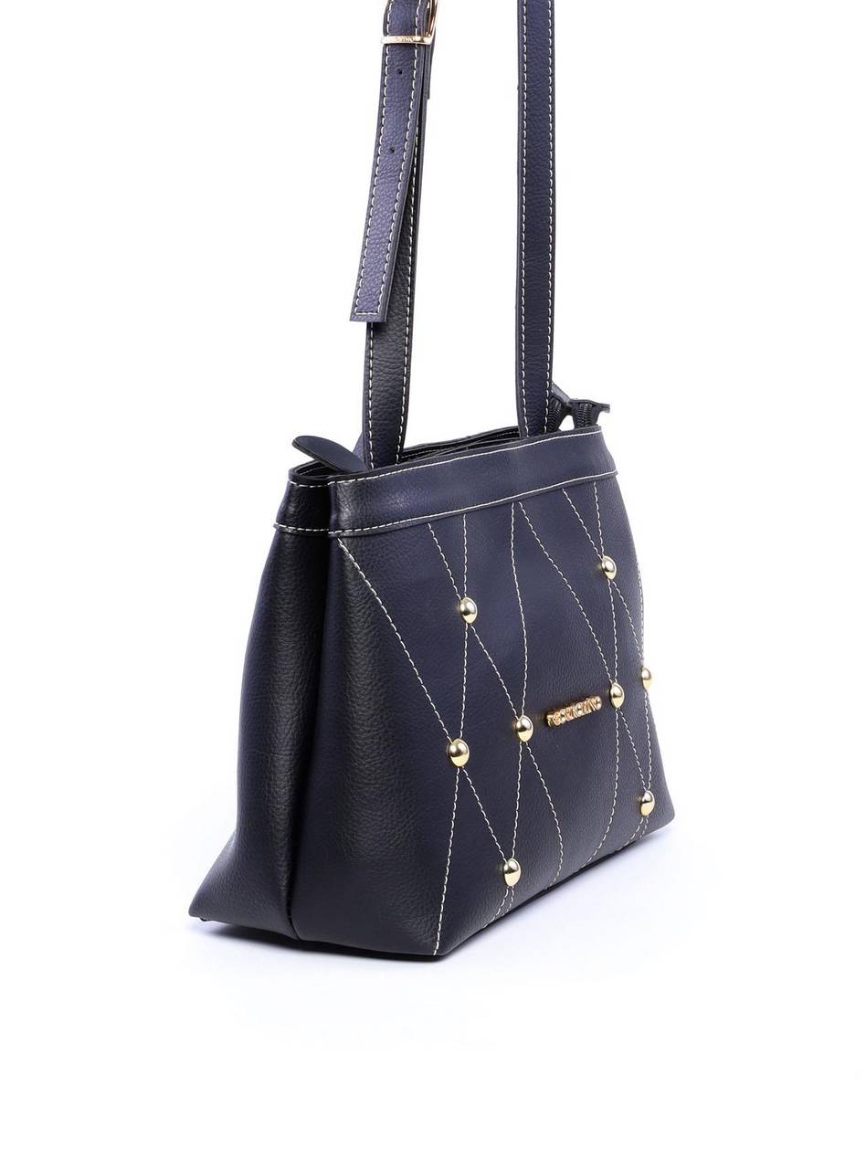 Bolsa Tote Transversal com Detalhes de Costura e Enfeites BSI-6006 - PR