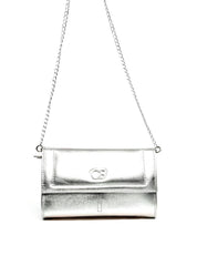 Bolsa Clutch Retangular com Alça de Corrente - Prata BSI-6244 - PT