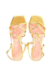 Sandália Bloco com Tiras Entrelaçadas - Ouro SDI-11935 - AU