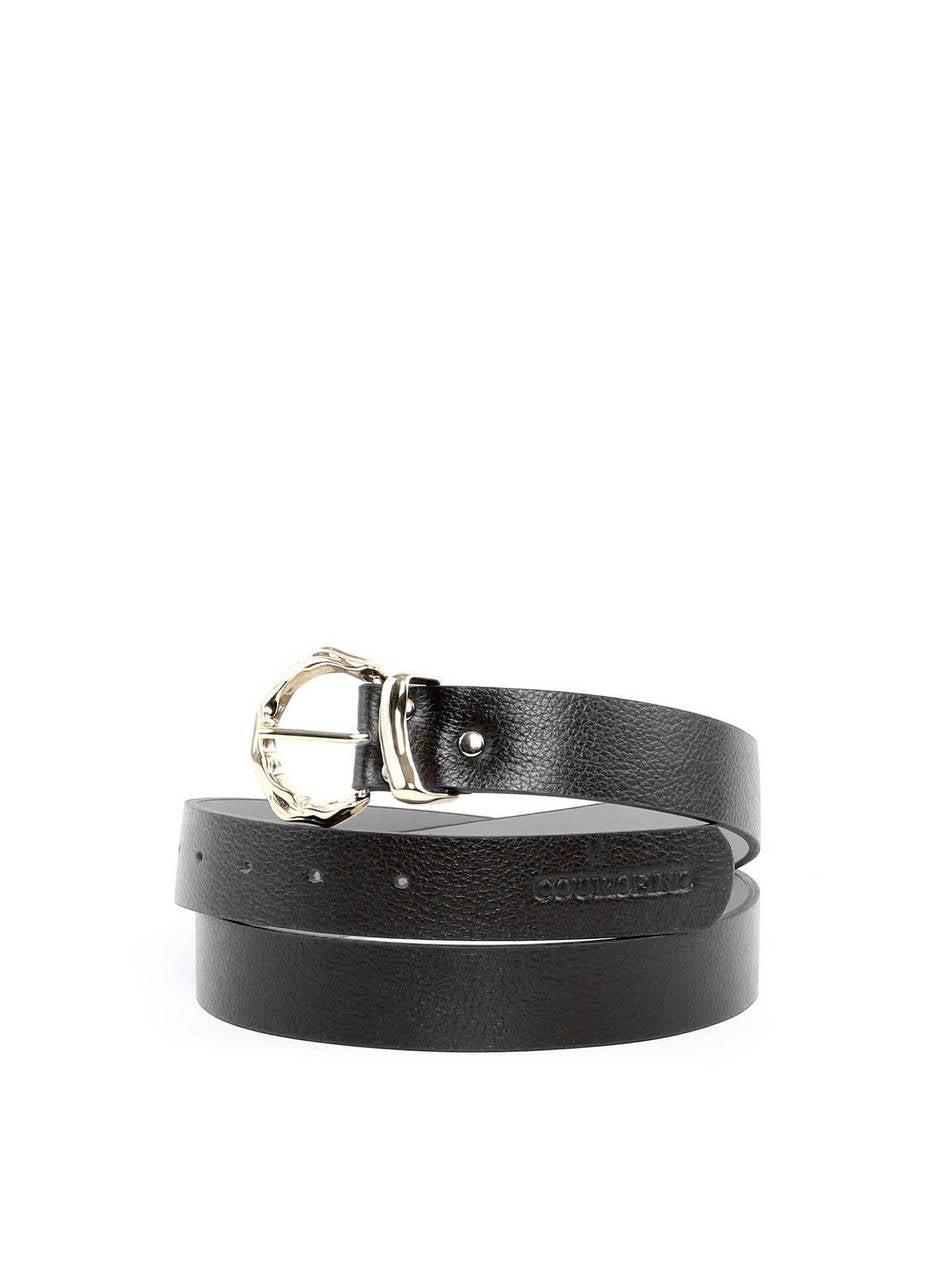 Cinto Feminino Largo de Couro com Fivela e Passador Orgânico - Preto CTI-992 - PR