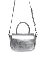 Bolsa Satchel Pequena Couro Alça Dupla - Prata BSI-5978 - PT