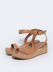 Sandália Feminina Plataforma Anabela Couro - Castor SDI-11561 - CS