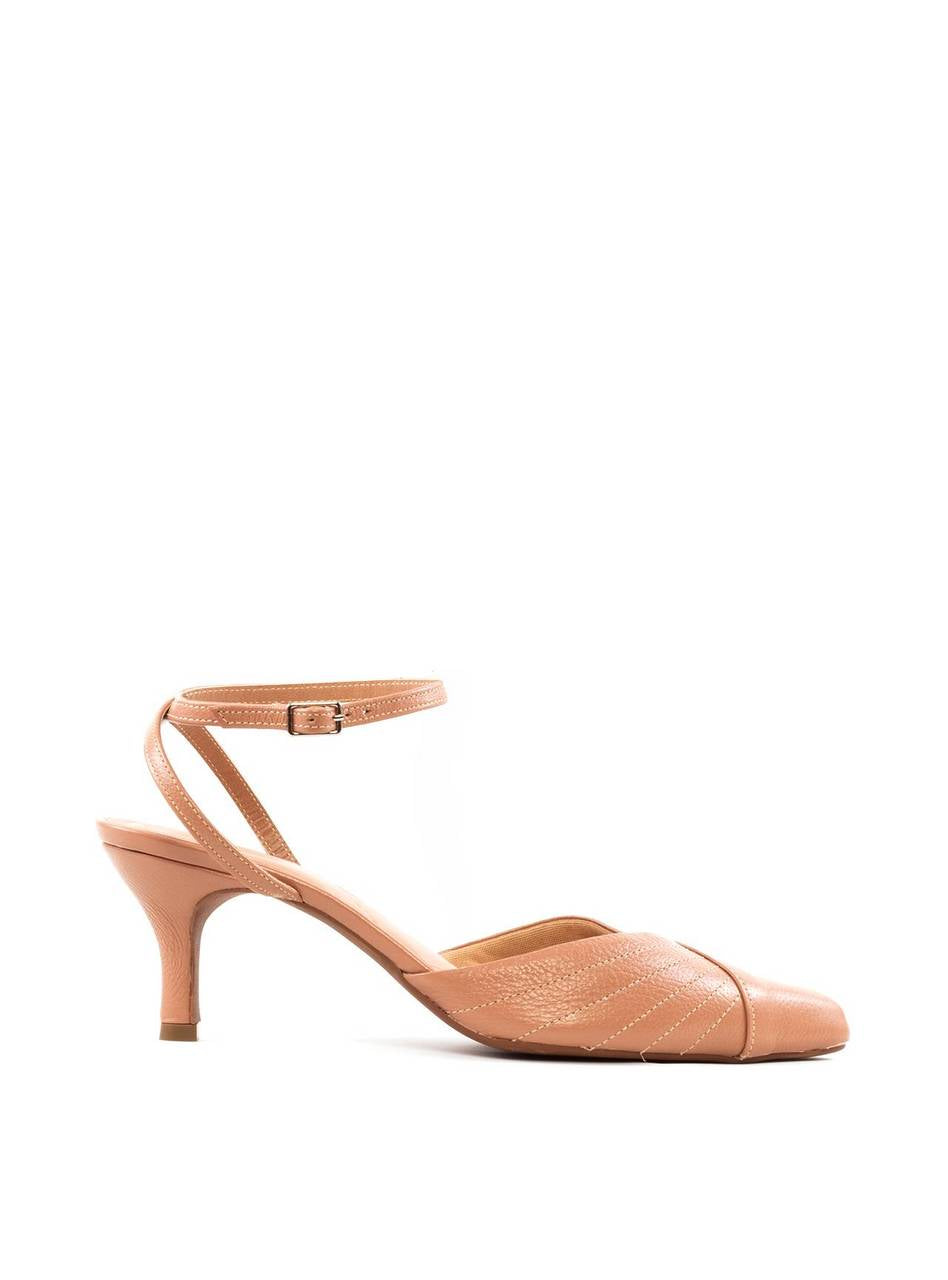Scarpin Slingback Salto Médio Costuras Aparentes - Nude SDI-12055 - NU