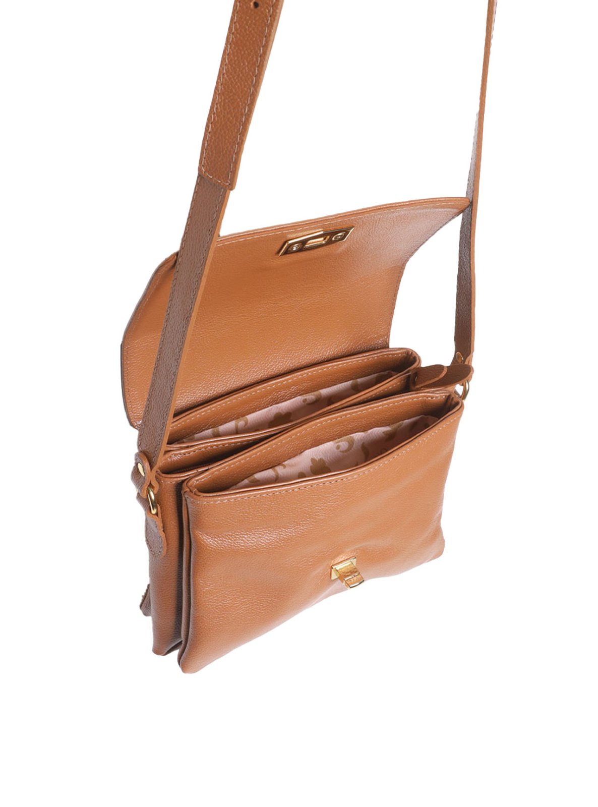 Bolsa Saddle Pequena Couro Alça Regulável Castor BSI-5739 - CS