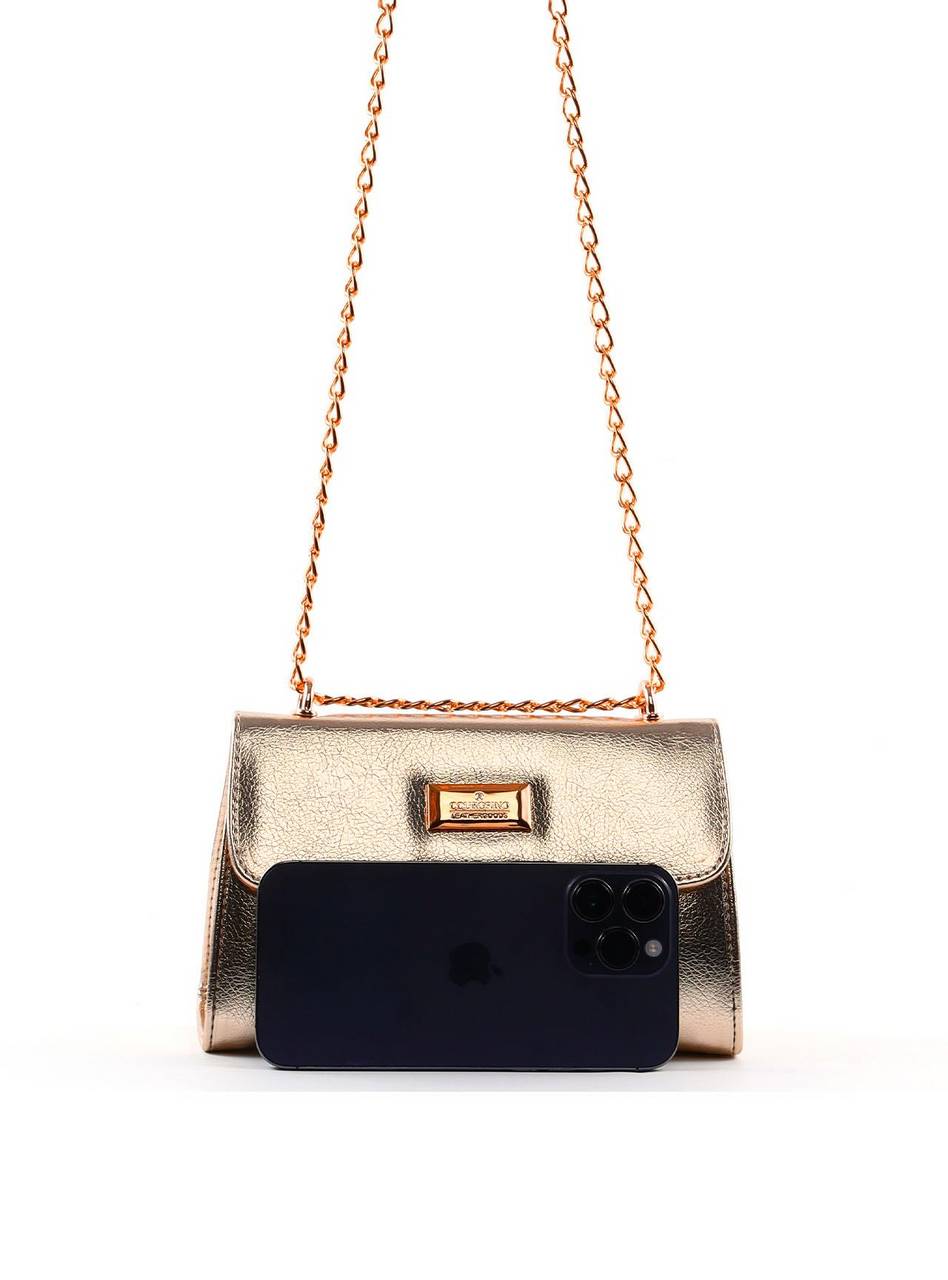 Bolsa Clutch Corrente Pequena Ouro BSI-5544 - AU