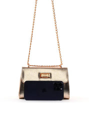 Bolsa Clutch Corrente Pequena Ouro BSI-5544 - AU