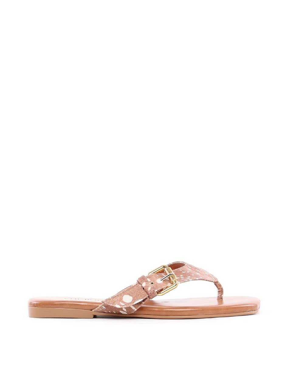 Rasteira com Tiras de Dedo e Fivela - Animal Print SDI-12180AP