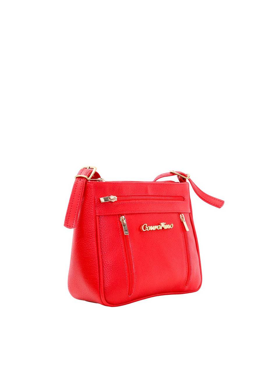 Bolsa Carteiro Transversal Regulável Zíper Frontal Vermelha BSI-5658 - VE