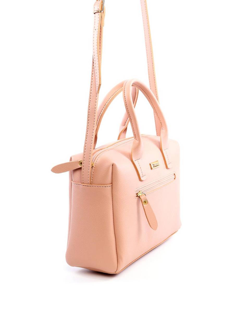 Bolsa Baú Transversal com Bolso Frontal - Nude BSI-6062 - NU