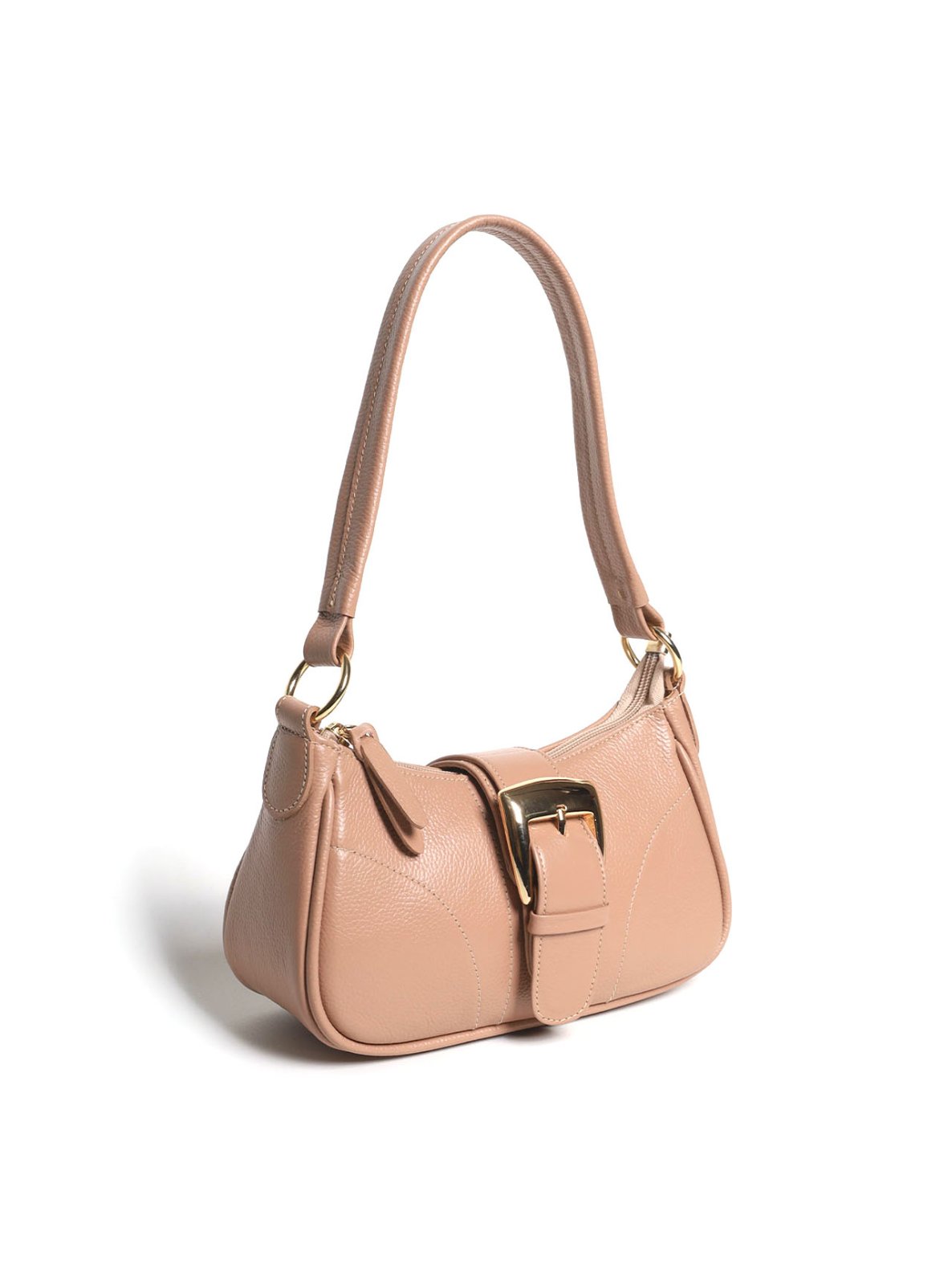 Bolsa Baguette Pequena Couro Fivela Grande Nude BSI-5879 - NU