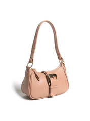 Bolsa Baguette Pequena Couro Fivela Grande Nude BSI-5879 - NU