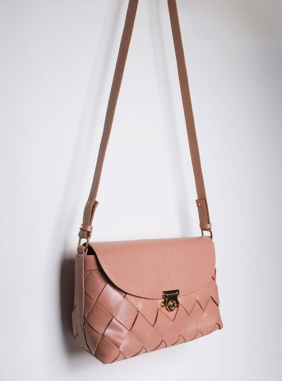 Bolsa Satchel Média Couro Transversal Nude BSI-5849 - NU