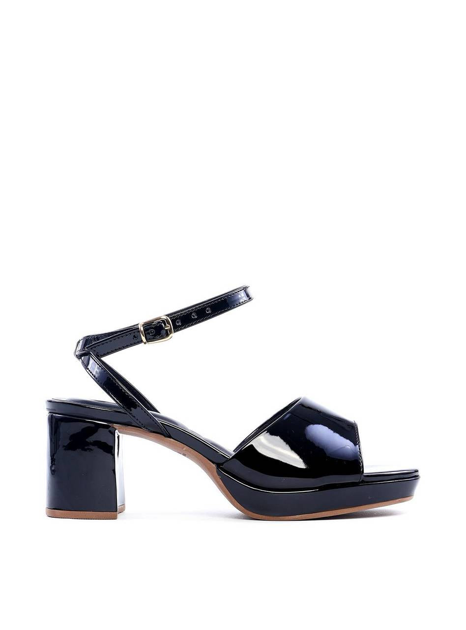 Sandália Salto Bloco Meia Pata Verniz - Preta SDI-11756 - PR