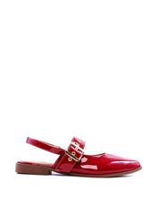 Sapatilha Slingback com Maxi Fivela e Ilhós - Vermelha SDI-11728 - VE