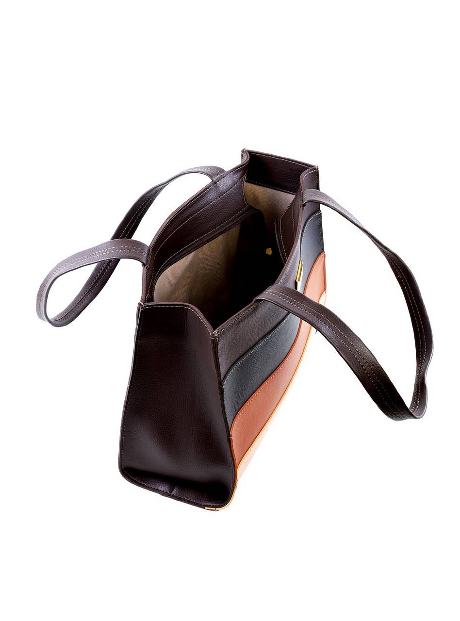 Bolsa Tote Estruturada com Retalhos - Cacau BSI-6464 - CA