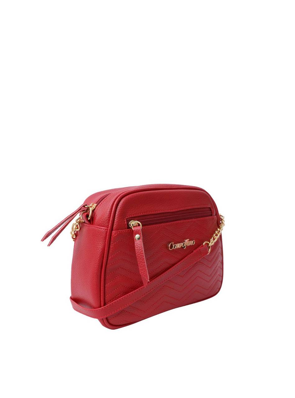 Bolsa Bag Média Transversal Alça Corrente Vermelha BSI-5406 - VE