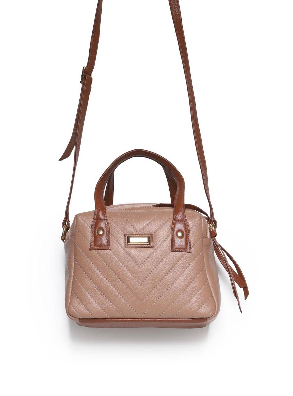 Bolsa Bag Pequena Couro Transversal Nude BSI-5695 - NU