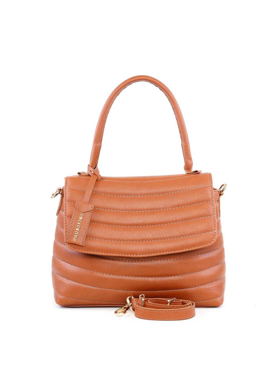 Bolsa Satchel em Matelassê com Bag Charm - Castor BSI-6216 - CS