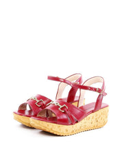 Sandália Anabela Cortiça Enfeite Bridão - Vermelha SDI-11921 - VE