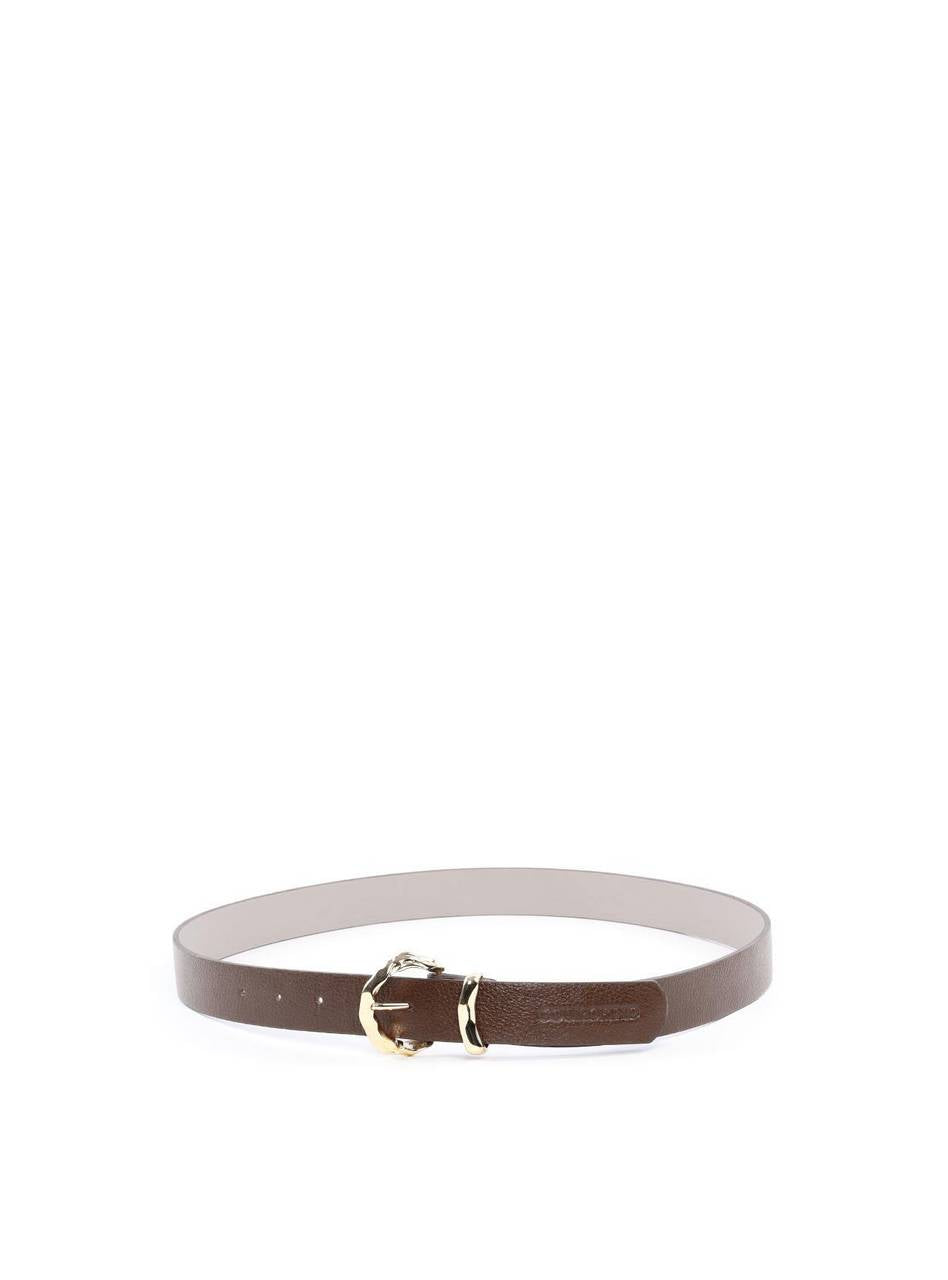 Cinto Feminino Largo de Couro com Fivela e Passador Orgânico - Cacau CTI-992 - CA