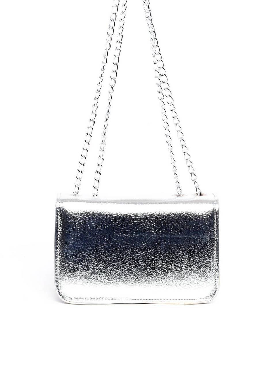 Bolsa Satchel Quadrada com Alça de Corrente - Prata BSI-6287 - PT