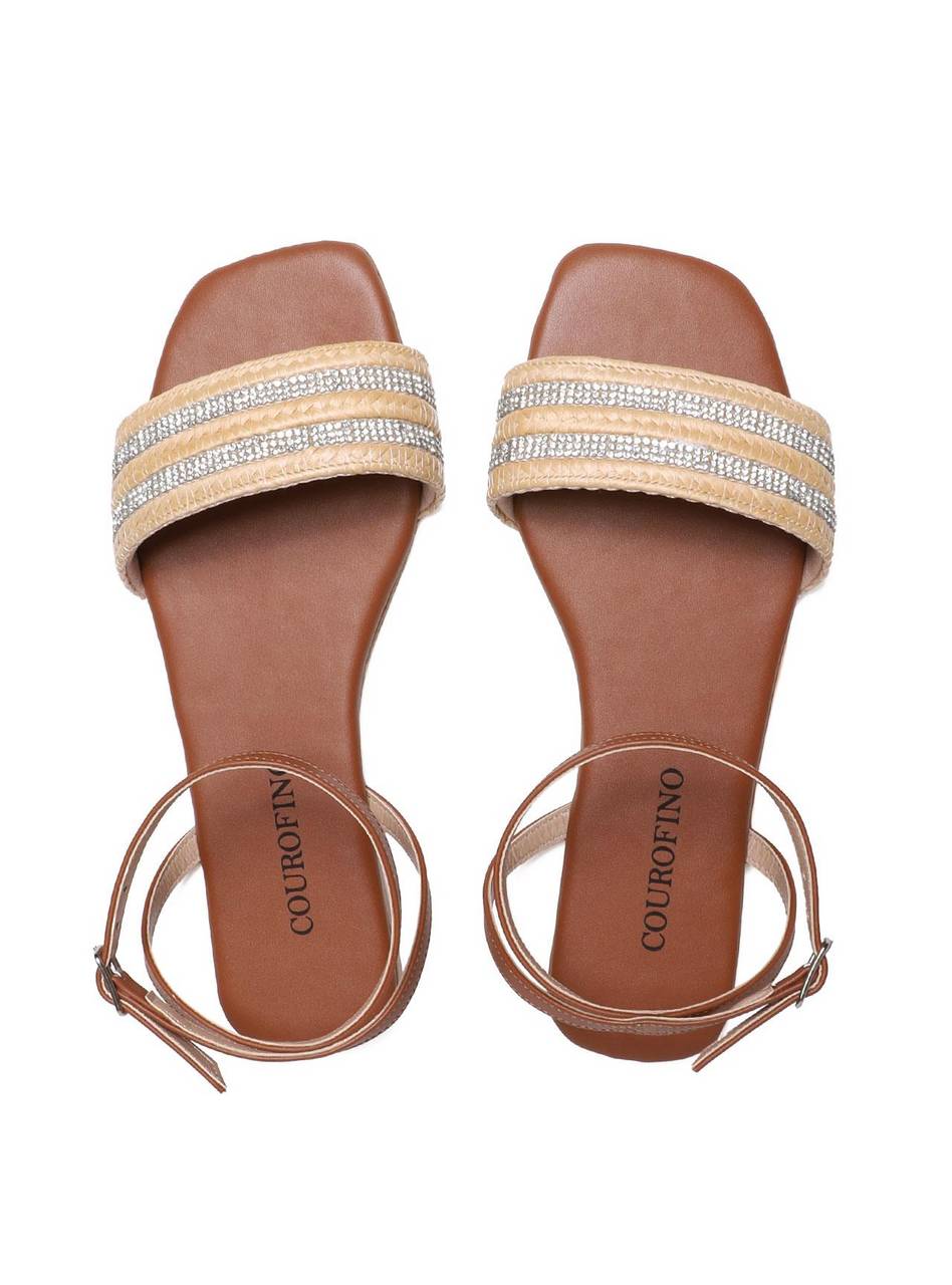 Sandália Feminina Rasteira Rosto Palha - Castor SDI-11641 - CS