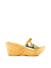 Tamanco Plataforma com Tiras Largas Sobrepostas - Ouro SDI-11927 - AU