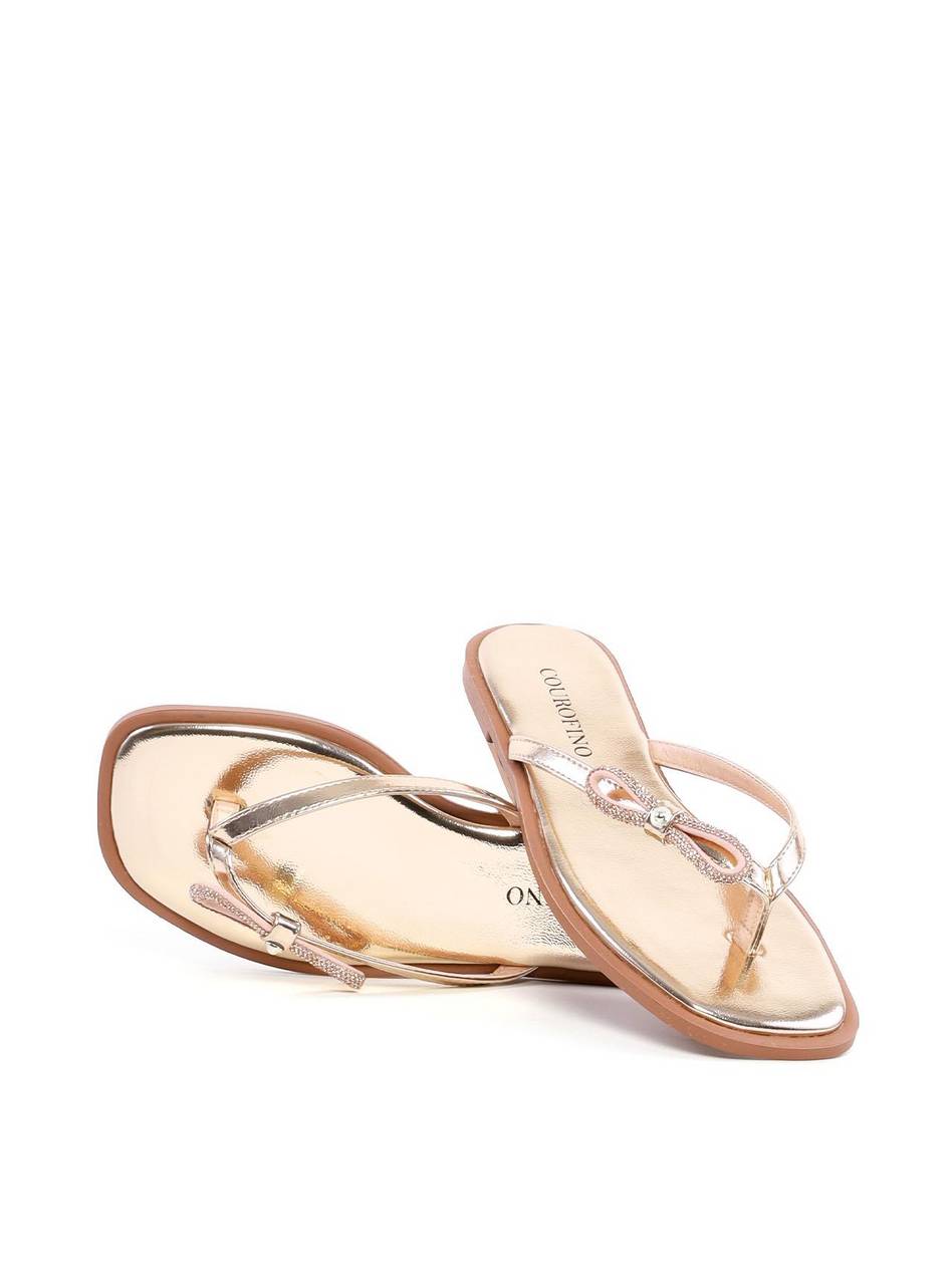 Rasteira de Dedo com Lacinho Strass - Ouro SDI-12160 - AU