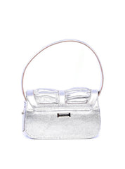 Bolsa Satchel Drapeado com Alça Dupla Removível - Prata BSI-5933 - PT