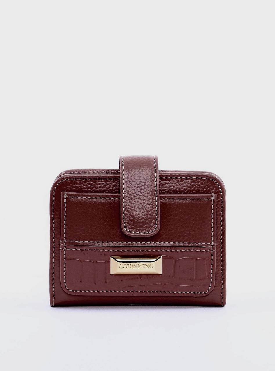 Carteira Feminina Pocket Bolso Frontal Ziper Traseiro Couro Pequena Cacau CAI-910 - CA