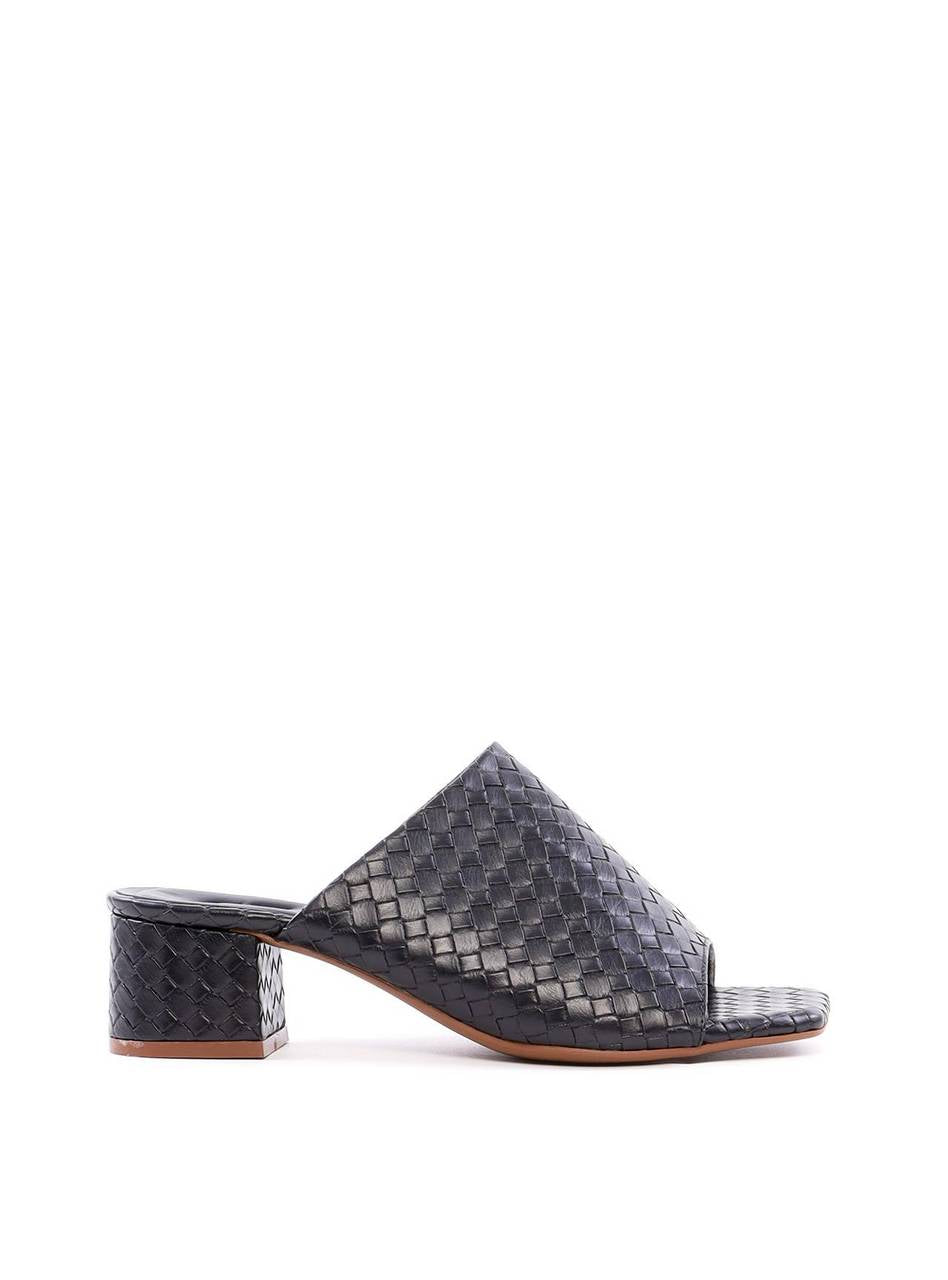 Tamanco Salto Bloco em Tressê - Preta SDI-11949 - PR