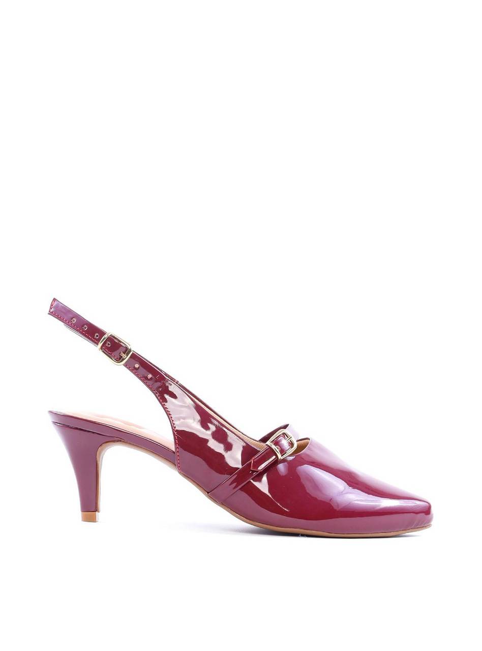 Scarpin Slingback Salto Kitten e Fivelas - Vinho SDI-11759 - VI