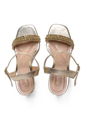 Sandália Feminina Salto Alto Fino - Ouro SDI-11616 - AU