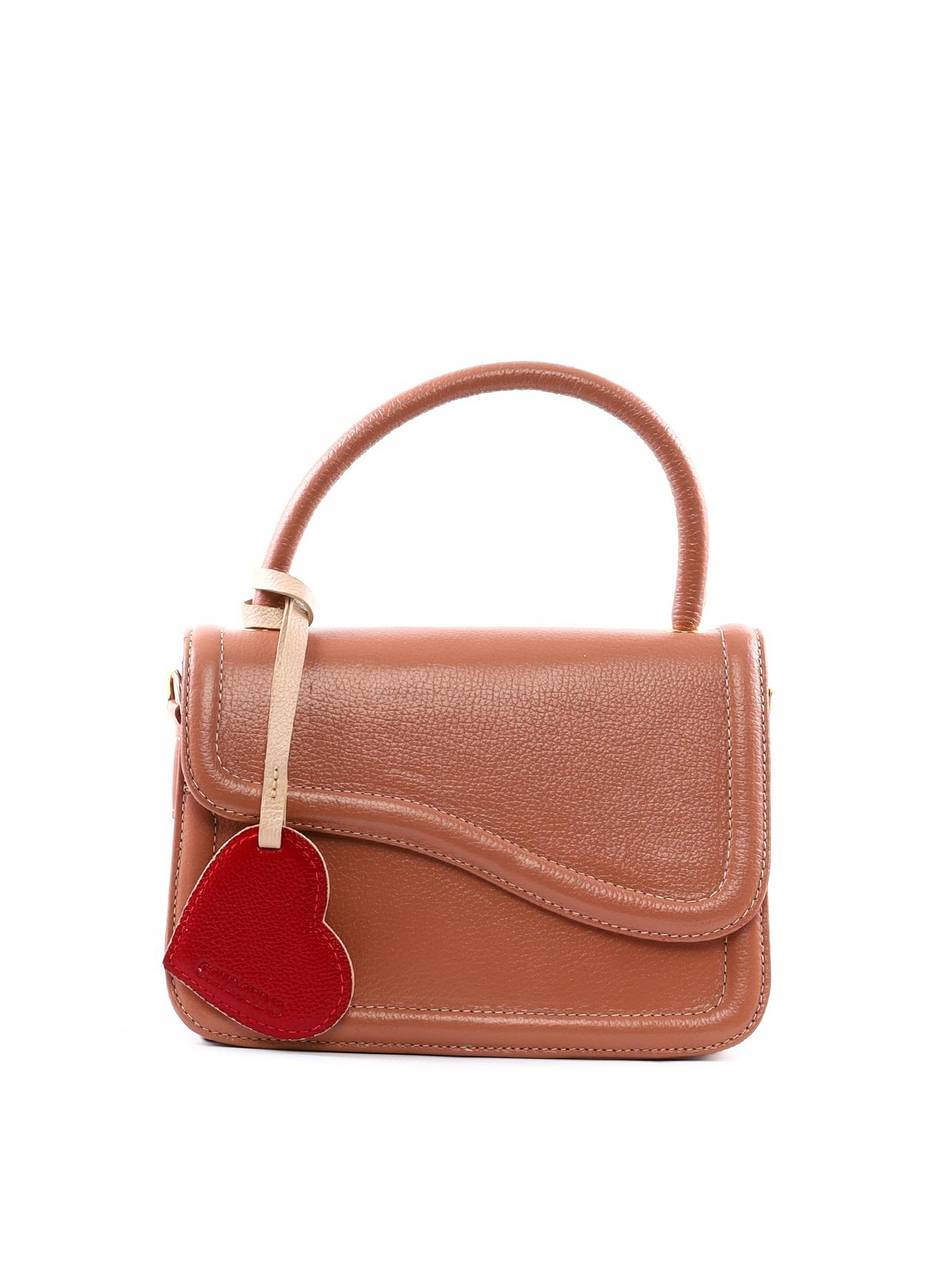 Bolsa Satchel Média com Charm de Coração - Nude BSI-6388 - NU