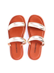 Sandália Feminina Flatform com Tiras Meia Cana - Ouro SDI-11682 - AU