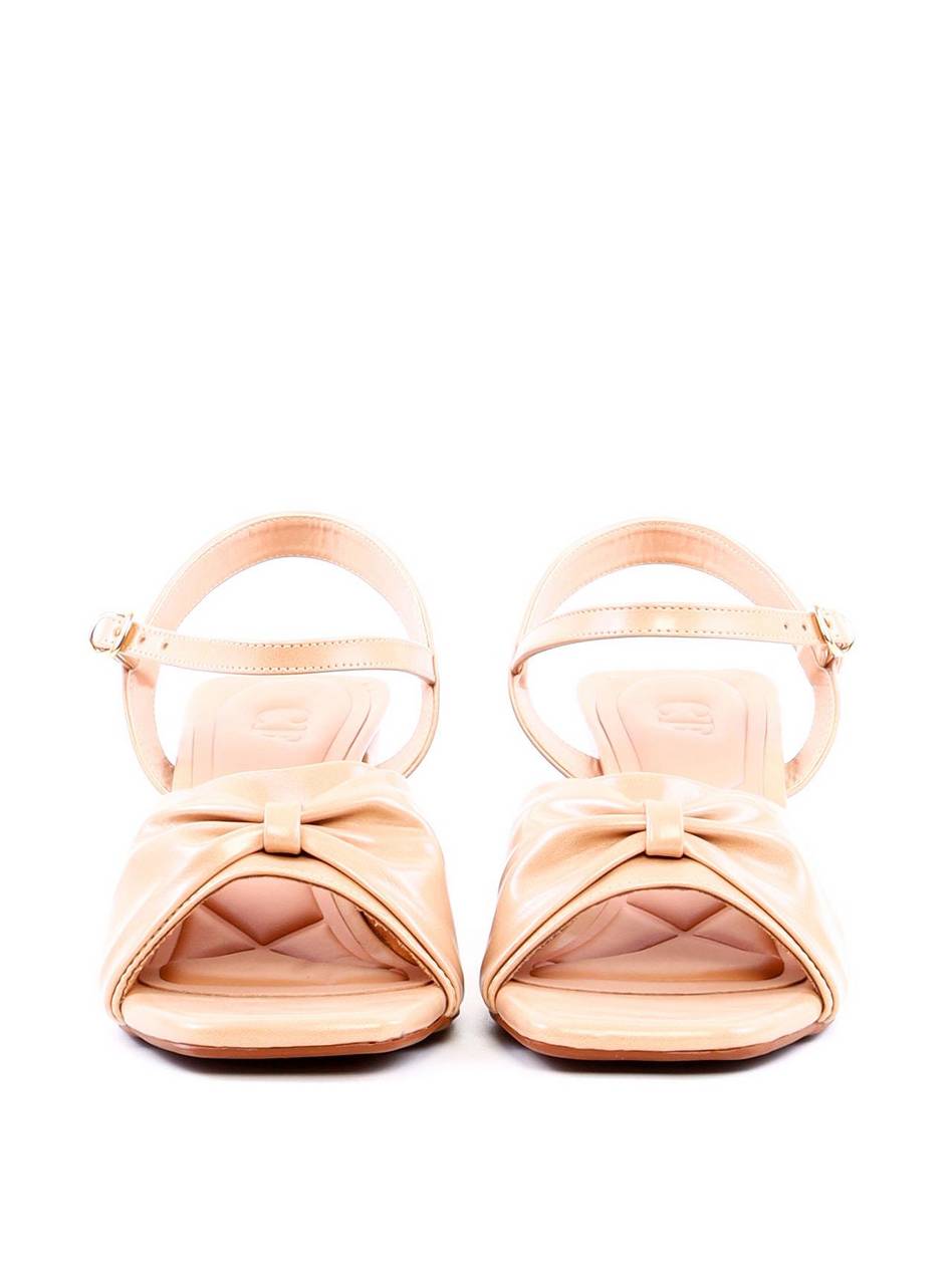 Sandália Salto Bloco Detalhe Drapeado - Nude SDI-11977 - NU