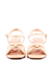 Sandália Salto Bloco Detalhe Drapeado - Nude SDI-11977 - NU