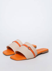 Sandália Feminina Rasteira Slide - Laranja SDI-11543 - LR