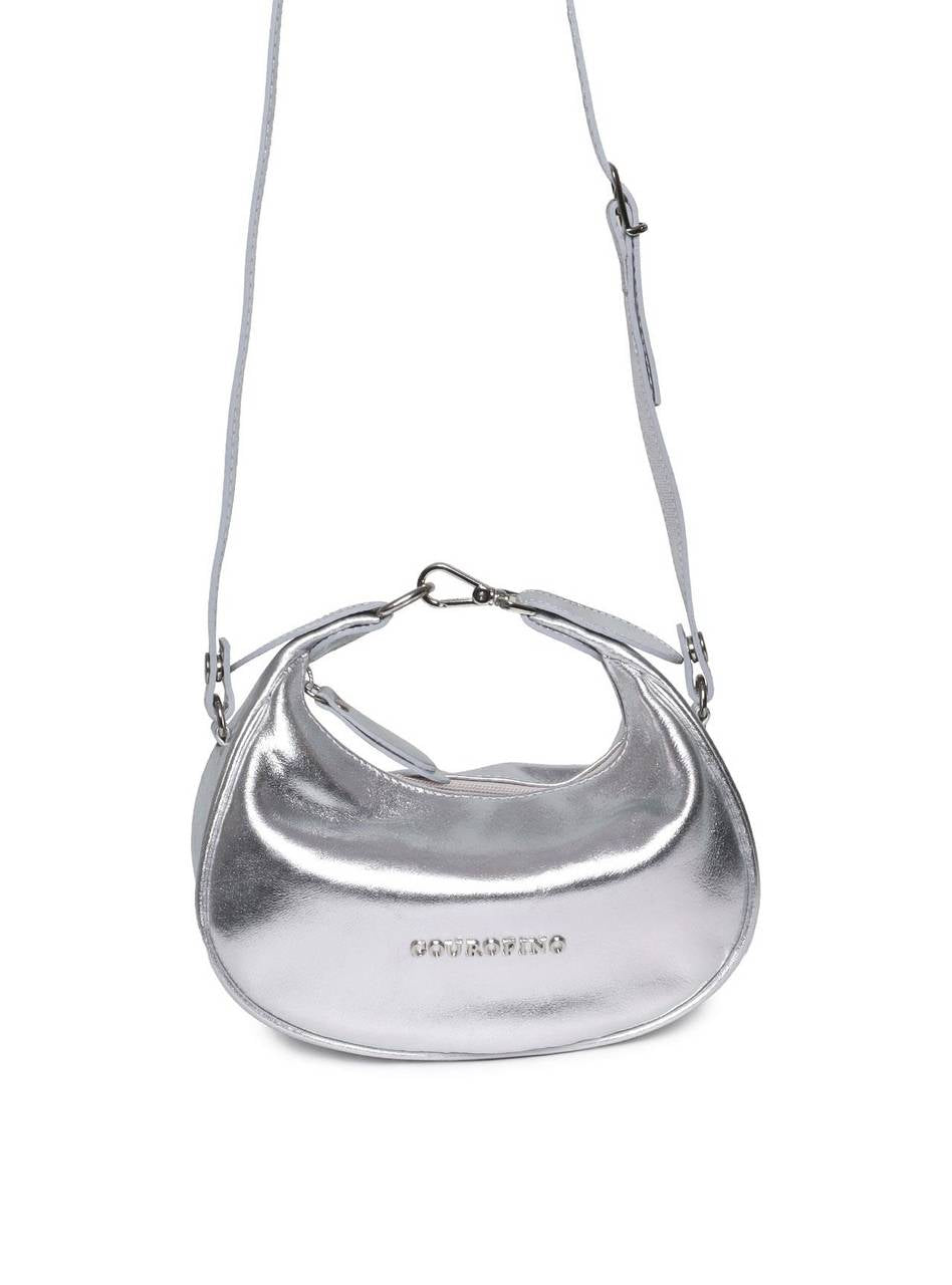 Bolsa Feminina Hobo Couro Pequena Prata BSI-5937 - PT