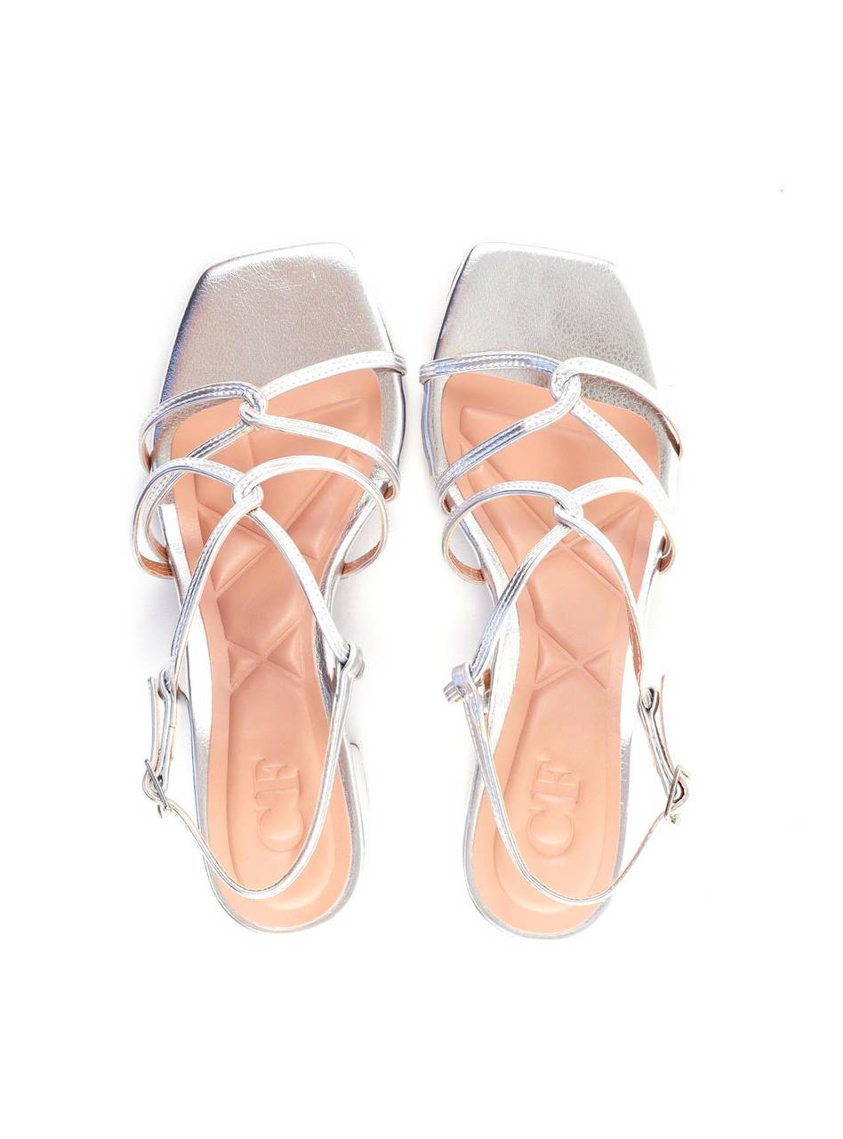 Sandália Bloco com Tiras Entrelaçadas - Prata SDI-11935 - PT