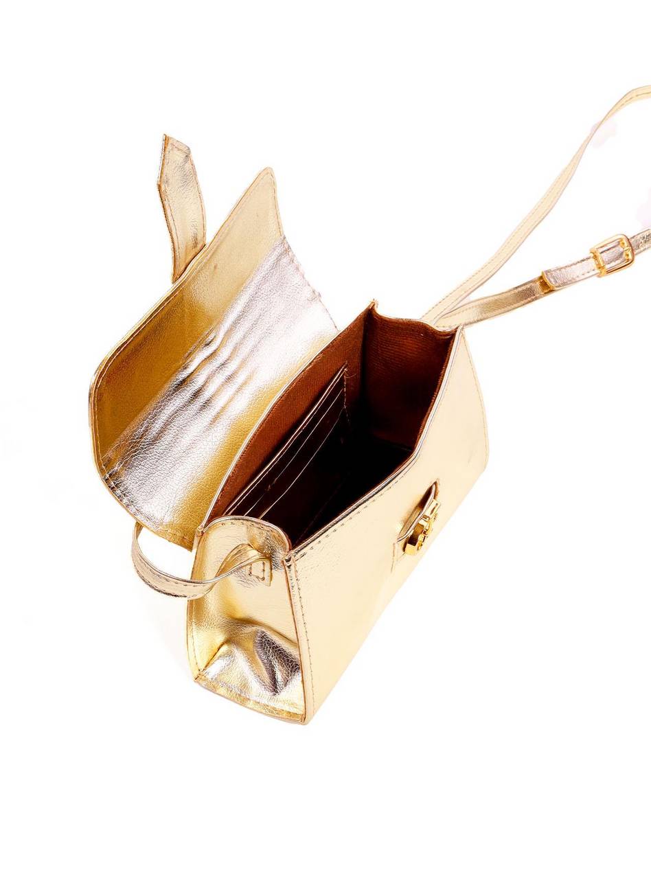 Bolsa Satchel Transversal Retangular - Ouro BSI-6074 - AU