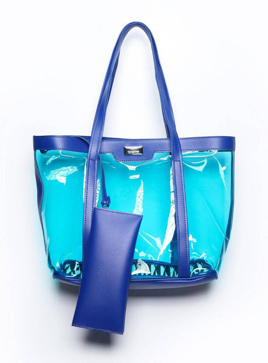 Bolsa Shopper Média Praia Transparente Azul BSI-5871 - AZ