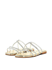 Rasteira com Tiras Cruzadas e Strass - Ouro SDI-11891 - AU