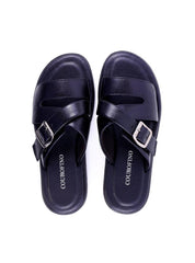 Chinelão Masculino em Couro com Tiras Cruzadas - Preta SDI-11975 - PR